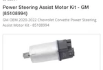 C8 Corvette Power Steering Assist Motor - Gm (85108994) (4532013760). Fixed Price $349.99.