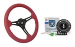 14" Black 6 Hole Slotted Red Leather Steering Wheel W/ Tri-bar Chevy Camaro Horn. Fixed Price $189.99.
