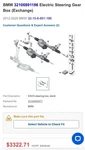 Bmw Steering Gear Rack 32106891186. Fixed Price $1800.00.